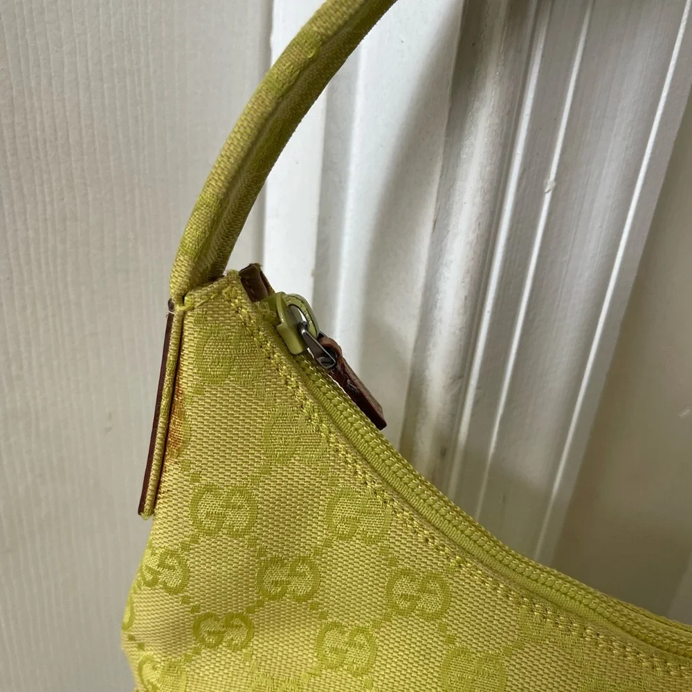 Gucci Lime Green Canvas Shoulder Bag EUC - Picture 14 of 16